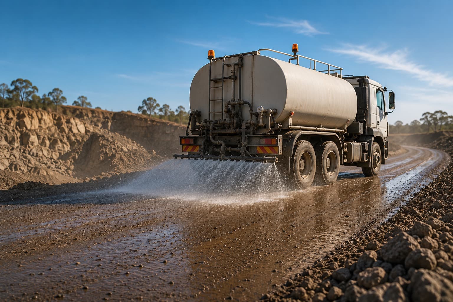 DustLoc applied to haul road surface